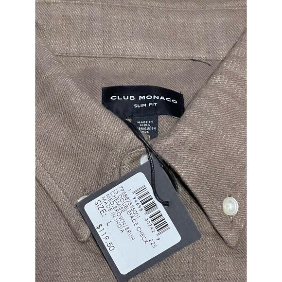 Club Monaco Men's Check Doubleface Long Sleeve Chemise Button Up Shirt Large NWT - Picture 3 of 7